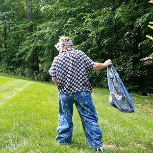 100% Linen Oversized Polka Dot Top By Flax Design Size 1X